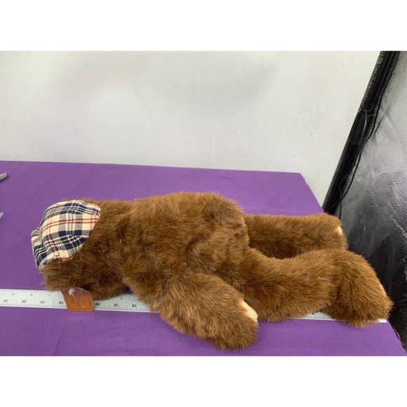 A Fiesta Toy Brown Long Leg Bear Brown 19 Inch Plaid Hat Bow Brown Plastic Eyes - Picture 9 of 14